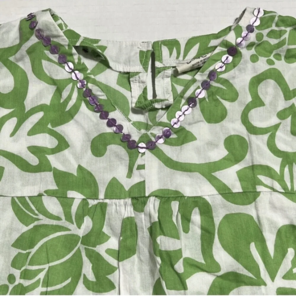 Mini Boden green floral swim coverup dress 5-6 years